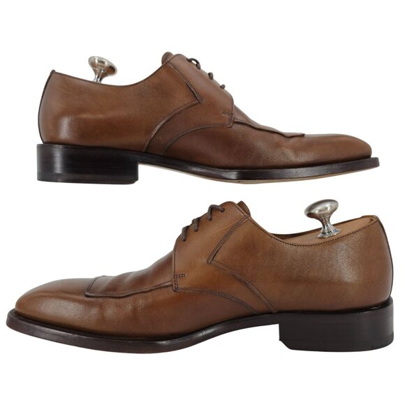 Magnanni Spain Dress Shoes Men's Size 8 Brown Leather Apron-toe Derby Oxfords 41 - Picture 6 of 13